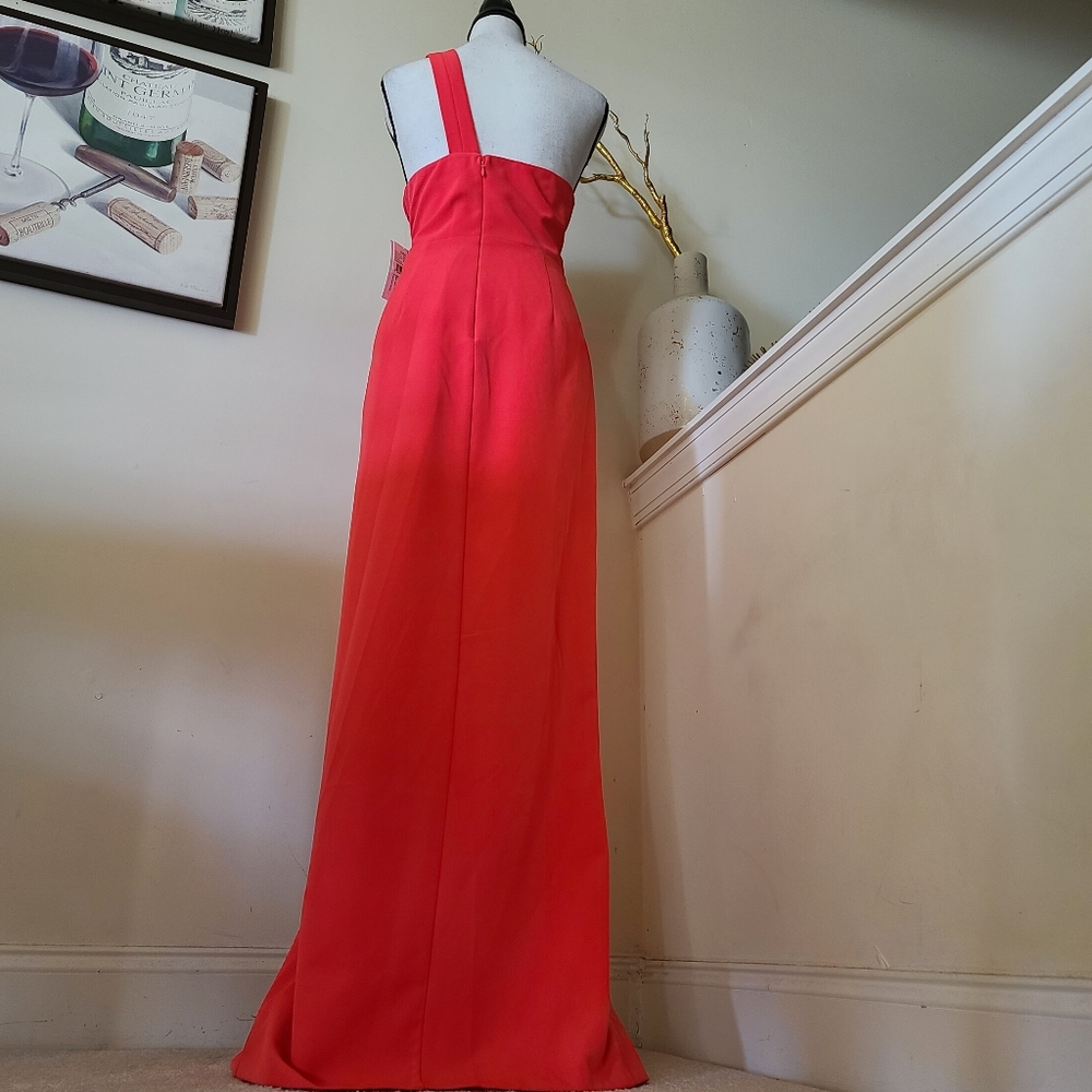 🔥Aidan Mattox Neon Coral Cut-Out Maxi Dress - Picture 10 of 15